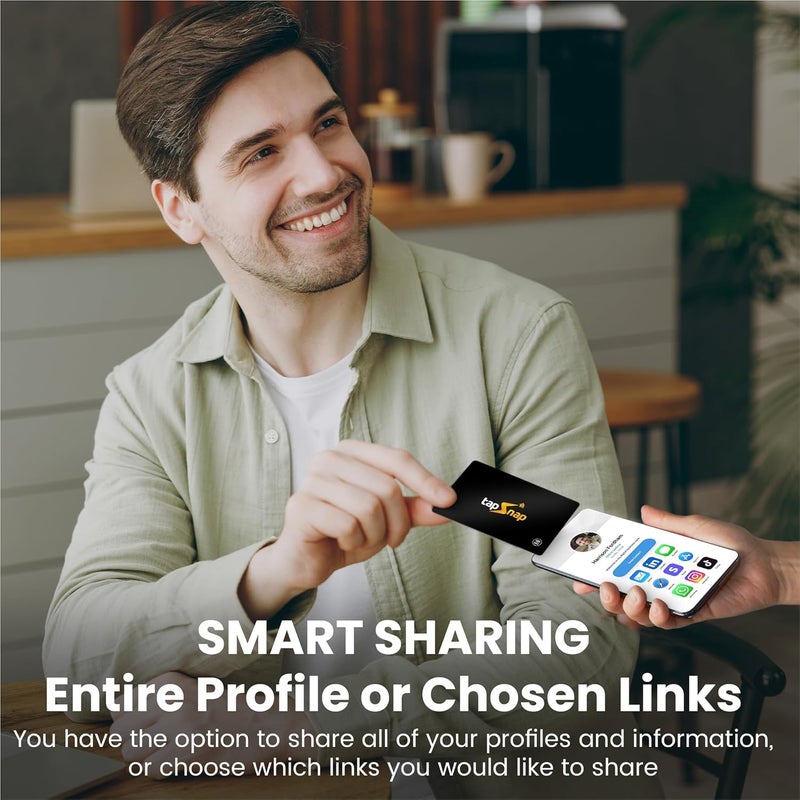 tapSnap Store بطاقة عمل رقمية - بدون اشتراك، مشاركة غير محدودة - NFC + QR - متوافقة مع آيفون وأندرويد - بطاقة عمل مخصصة (أسود) - Image 4